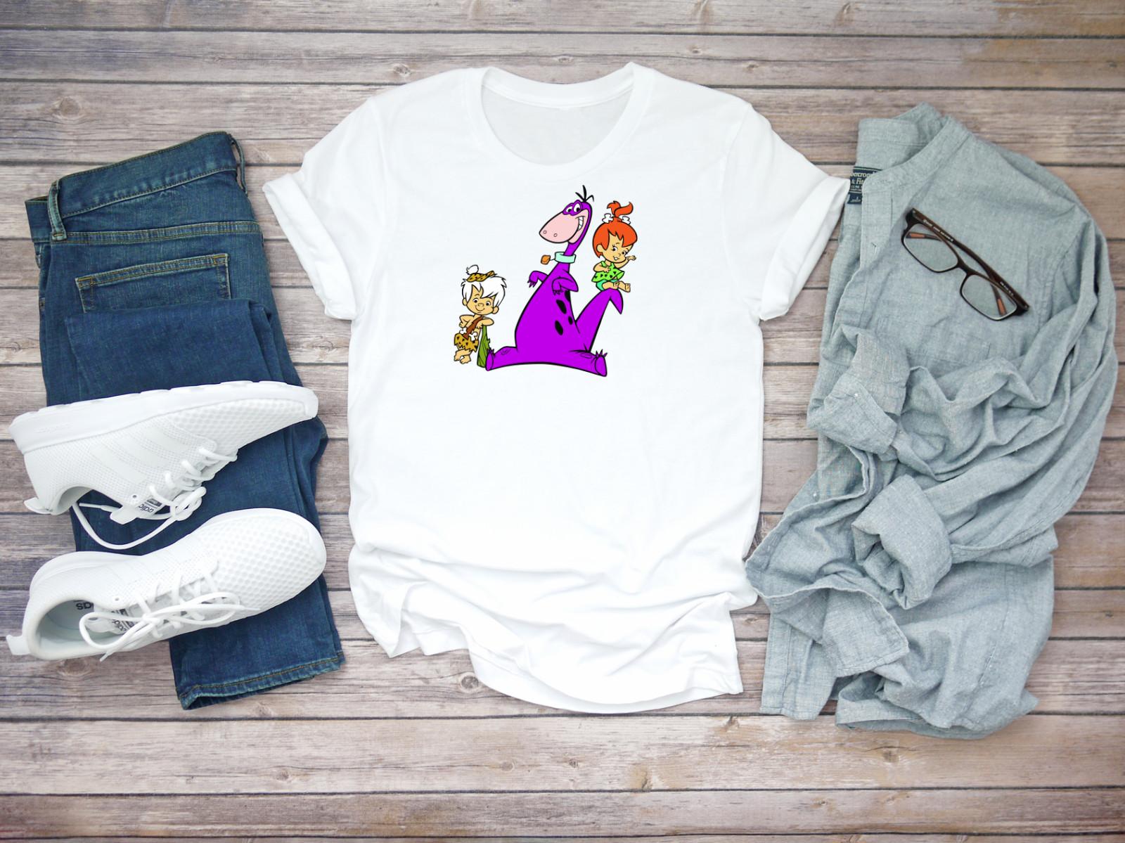 The Flintstones Dino Animated Movie Short Sleeve White Men T-shirt P122 M
