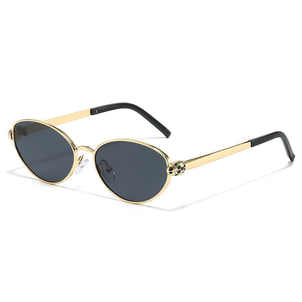 New retro fashion European and American high-end sunglasses, men's and women's spirit snake head cat eye light luxury metal sunglasses