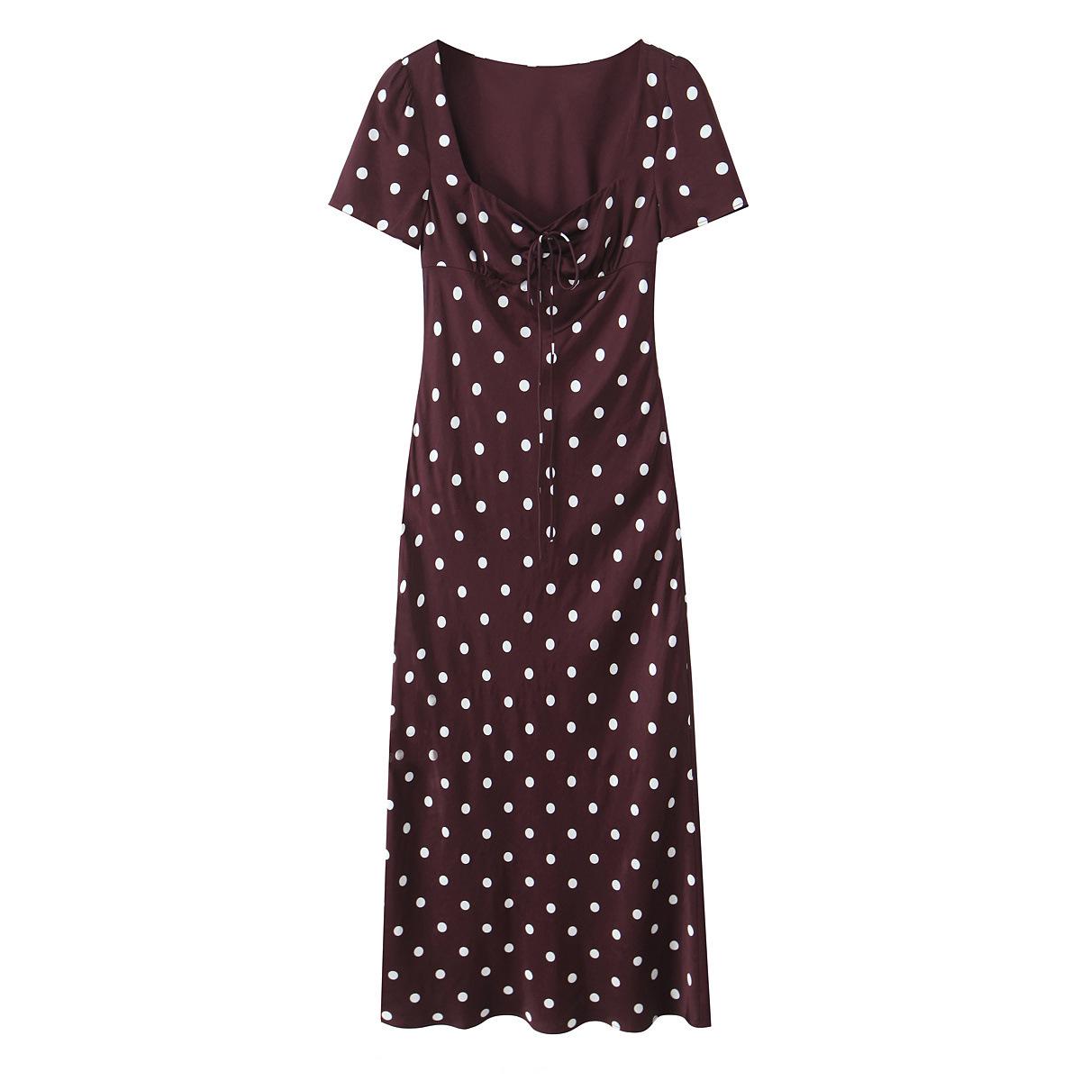 

2025 Autumn/Winter Hepburn Style Black Polka Dot Dress for Women XS вино красного
