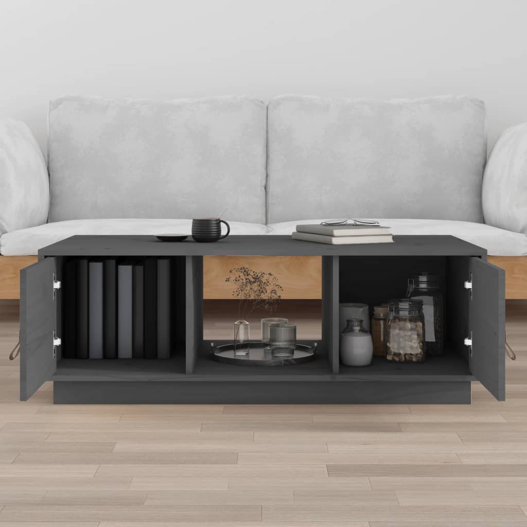 Vidaxl Stolik Kawowy, Szary, 100X50X35 Cm, Lite Drewno Sosnowe