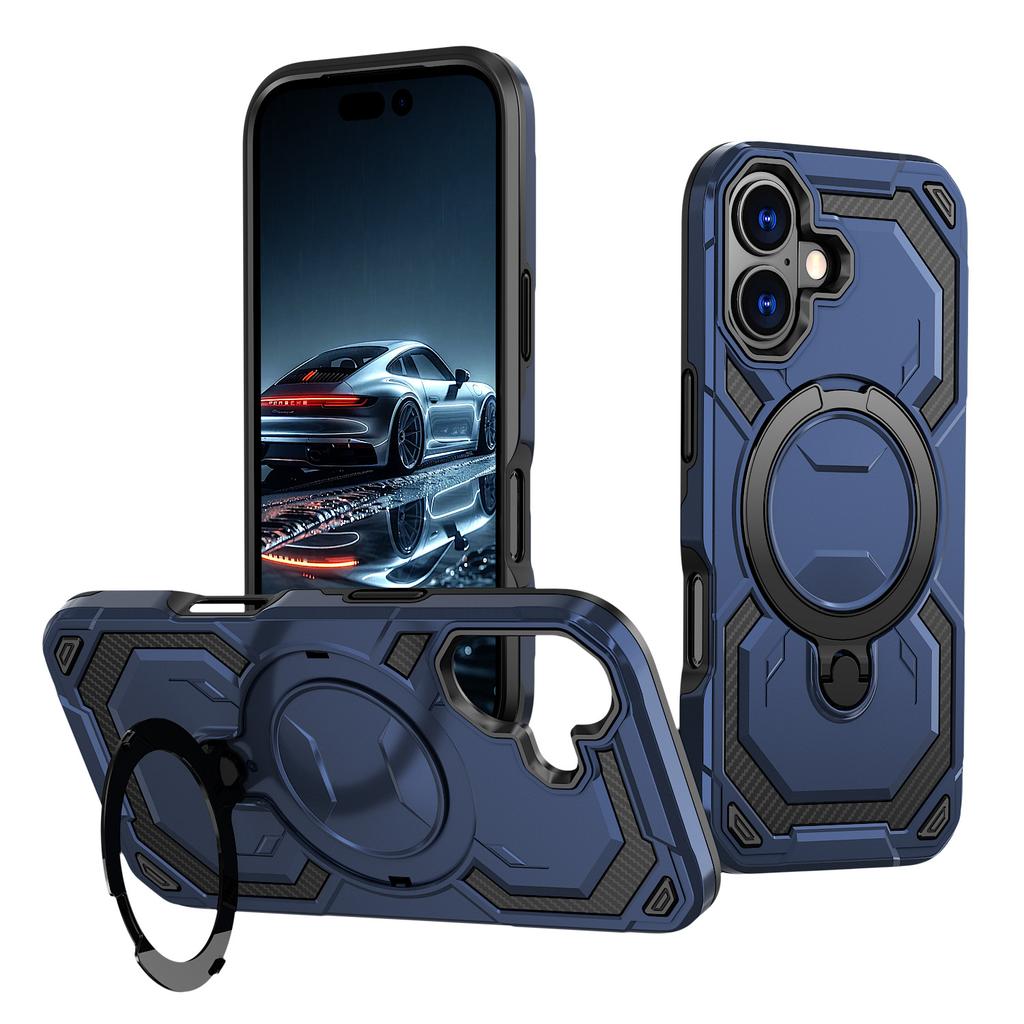 For IPhone17 Mobile Phone Case 360 rotating Magnetic Stand Two-in-one Anti-fall Armor for Apple 16e Protective Case