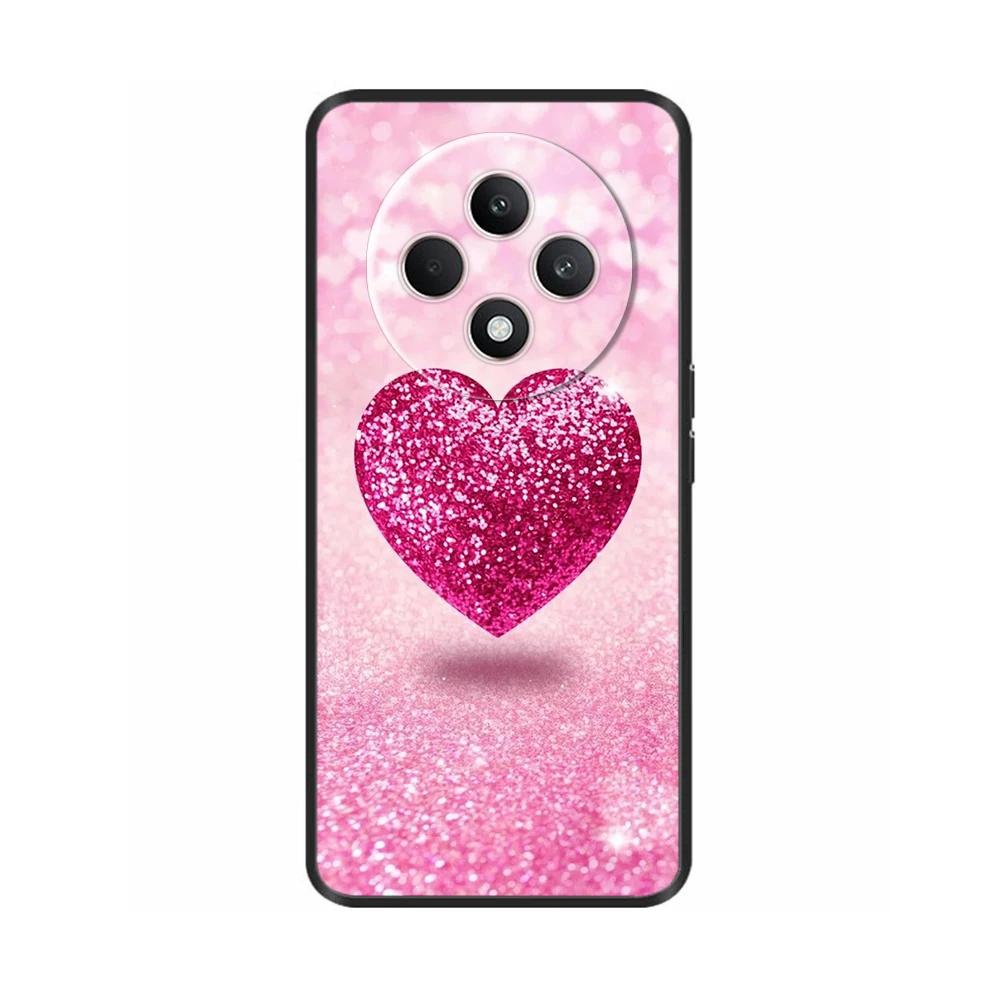 Für Oppo Reno12 F Hülle CPH2687 Cover Niedliches Liebesherz Weiche Schwarze Silikon Schutzhüllen für Reno 12F Reno12F 5G 2024 Fundas