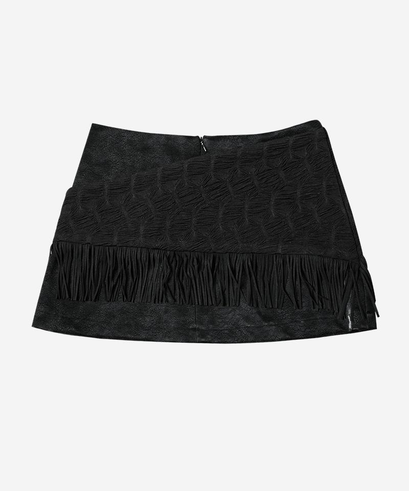 Darling Your Bad Fringe Wrap Leather Skirt #Black