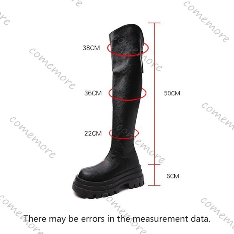 Fashion Comemore Women's High Boots Autumn Platform Thigh High Boots Fashion Women Sheoes Back Zip High Heels Over The Knee Boots Female