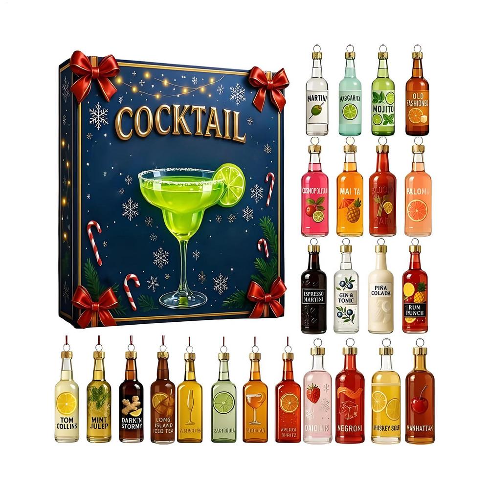 

2025 Cocktail Advent Calendar with 24 Ornament Christmas Countdown Calendar 24 Days Christmas Countdown Calendar for Xmas Gifts M