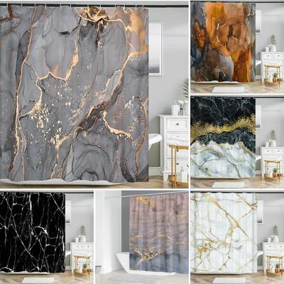 Colorful Abstract Marble Geometric Pattern Fabric Shower Curtain Bathroom Curtains Decor Waterproof Bath Screen With 12 Hooks
