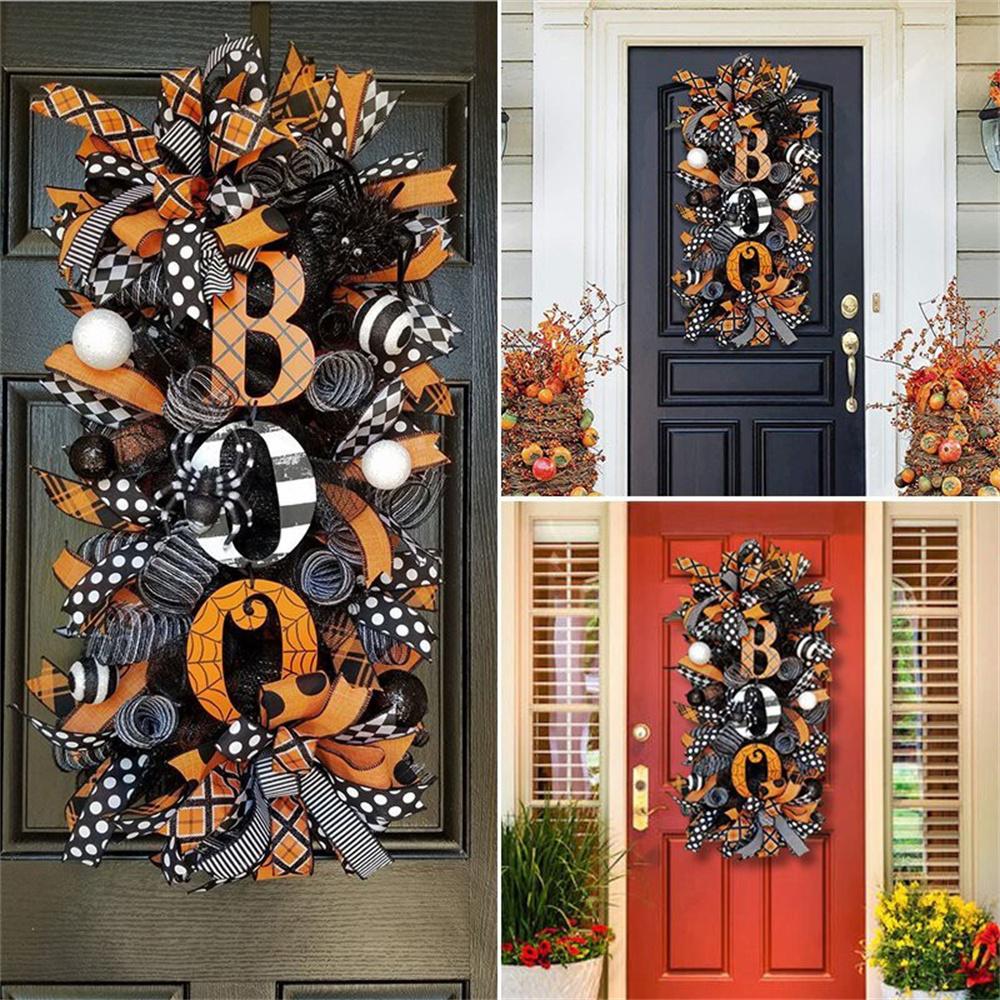 2022 Halloween Decoration Wreath Pumpkin Front Door Halloween Party Hanging