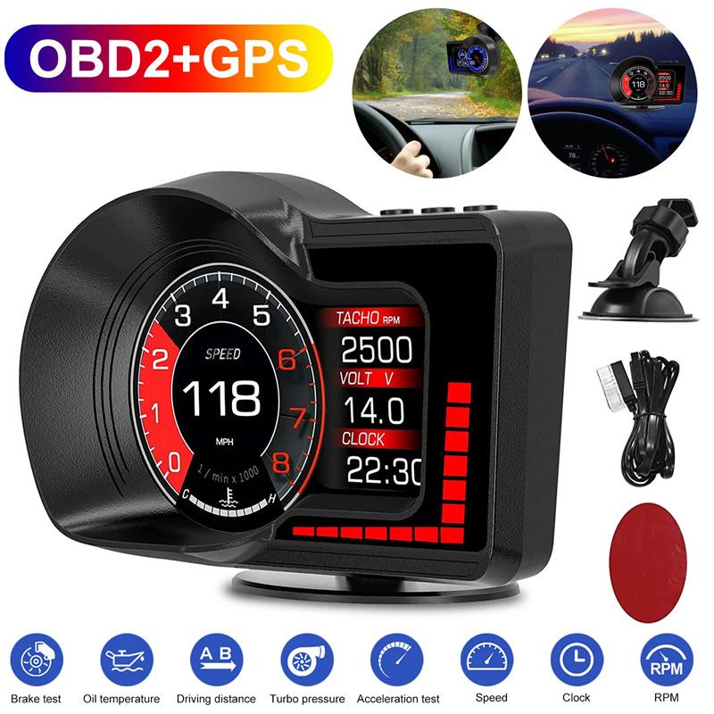Obd Gps Dual System Rpm Gauge Speedometer Milometer F15 Car Head Up Display Hud 6 Alarm Functions Accelerated Test