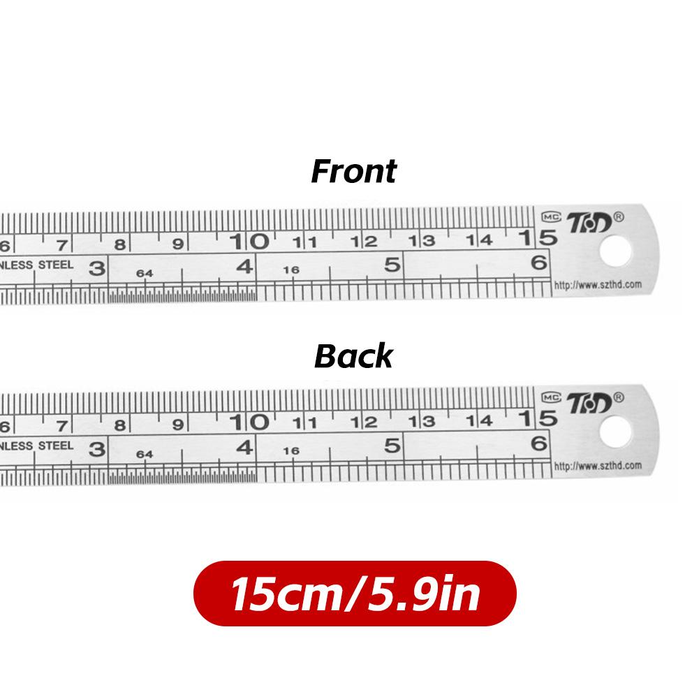 6/8/12inch Dual-Read Ruler Dual-Scale Heavy-Duty Precision Professional Drafting Steel Ruler Office Stationery