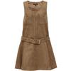 2025 Autumn Pleated A-line Vest Dress with Detachable Belt