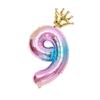 32 Inch Gradual Change Digital + Crown (Independent Packaging) Digital Road Lead 0-9 Aluminum Foil Balloon Birthday Anniversary Celebration