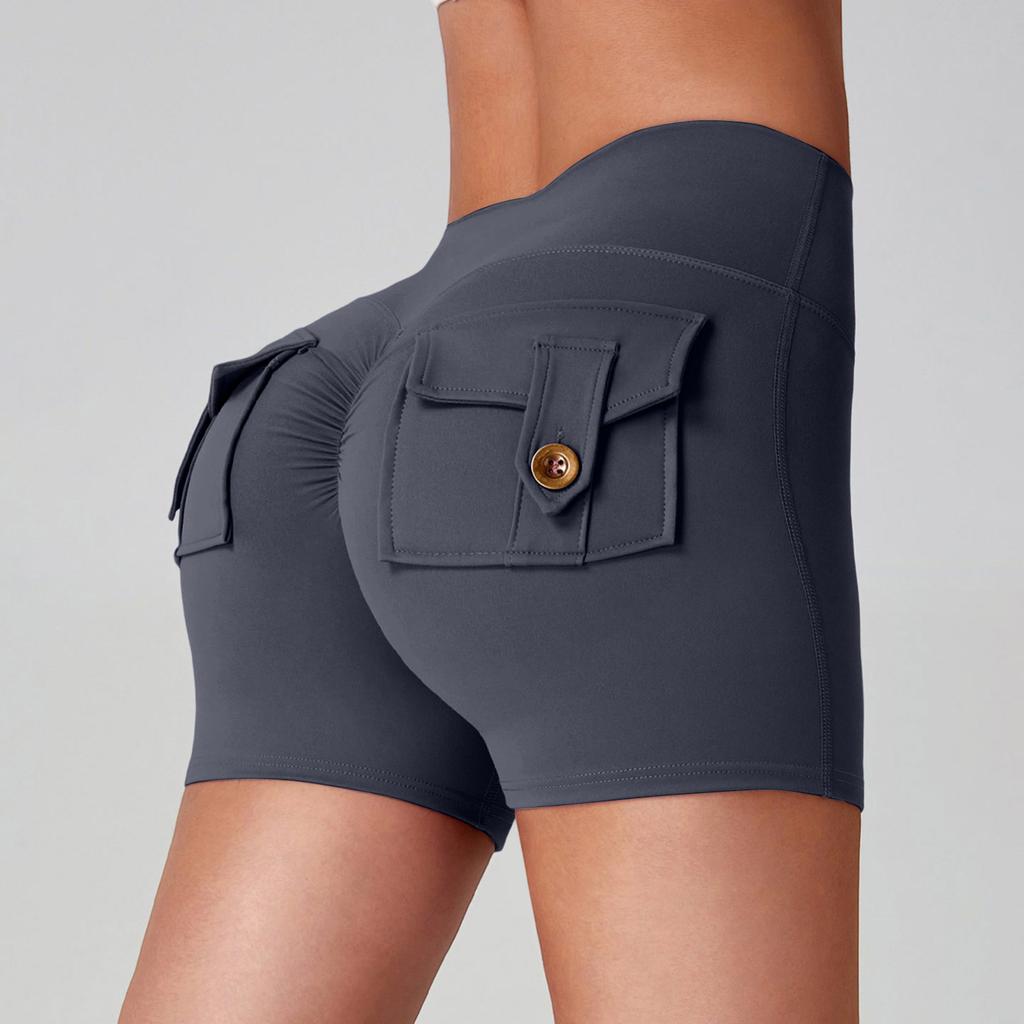 Women's Workwear Hip Lifter Yoga Shorts High Waist Pocket Sports Fitness Shorts