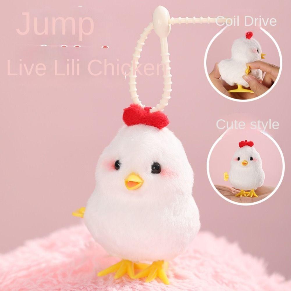 Plush Duck Wind Up Jumping Toy Lifelike Guide Baby Crawling Toy  Cat Toy
