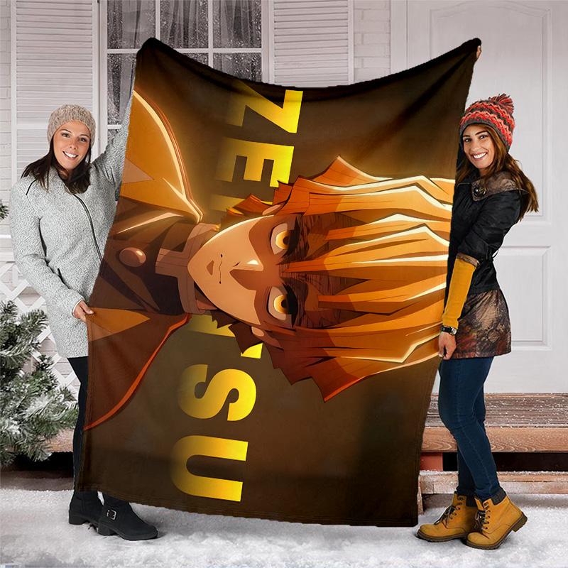 1pc Agatsuma Zenitsu (6) Theme Blanket - Digital Print, Polyester, Cozy for All Seasons, Perfect for Outdoor, and Travel