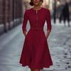 European & American 2026 Spring/Autumn Retro Elegant 7-Point Sleeve Zipper Dress