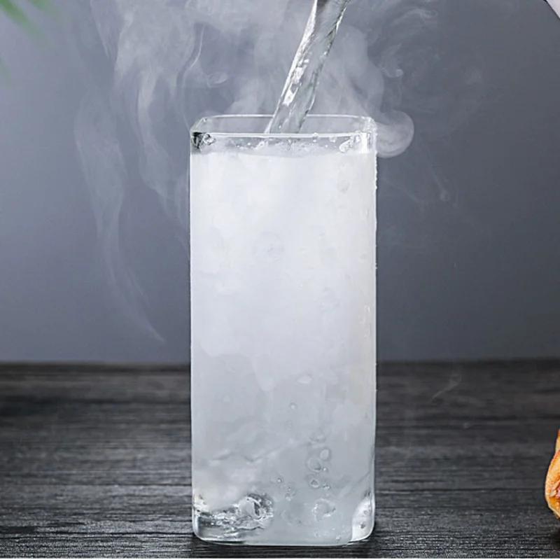 1PCS Square Glass Creative Transparent Cold Drink Large Capacity Iced Coffee Milk Tea Drinking Red Wine Drinkware for Home-use
