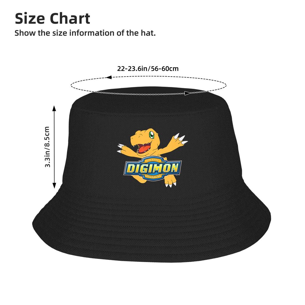 Men Women Digimon Adventure Vintage Kanji Characters Digital Monsters Bucket Hat Portable Fisherman Hats Spring Vintage Caps
