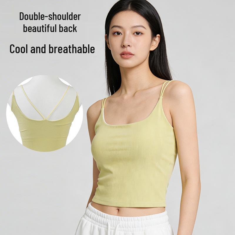 Lyocell Cotton Sports Yoga Camisole: Breathable, Chest-Padded, Small Backless Summer Tank
