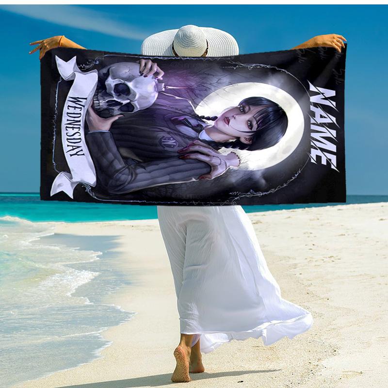 Personalized Customized Proof Beach Towel with Wednesday Addams Pattern - Soft, Absorbent,quick-drying,perfect Swimming,camping&bathing