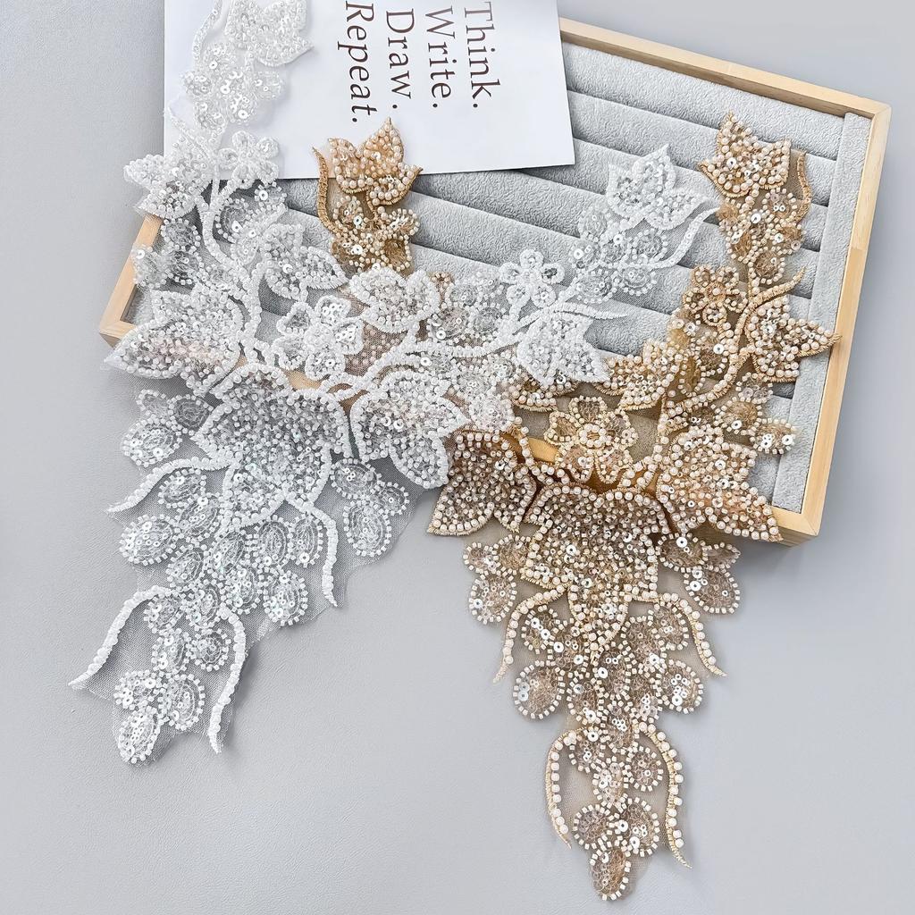 European And American Applique Bead Embroidery Handmade Bead Piece Embroidery Collar Flower Performance Clothing Dress Wedding Collar Decoration