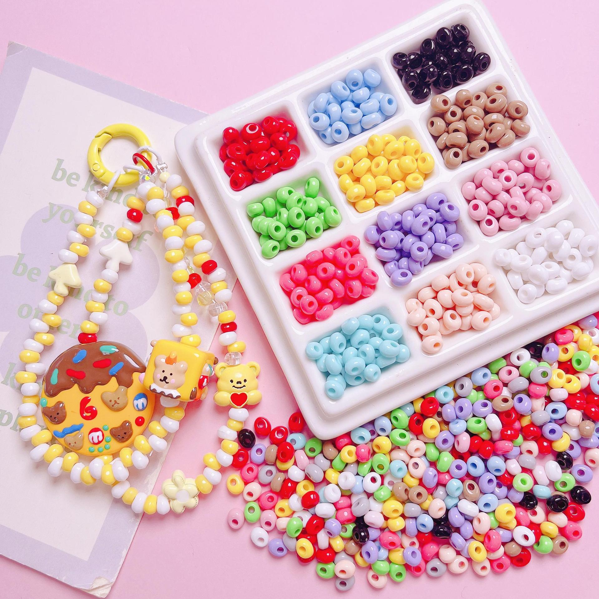 Gradient Jelly Beads: Cartoon Acrylic Straight-Hole for Phone Chains & Keychain Jewelry