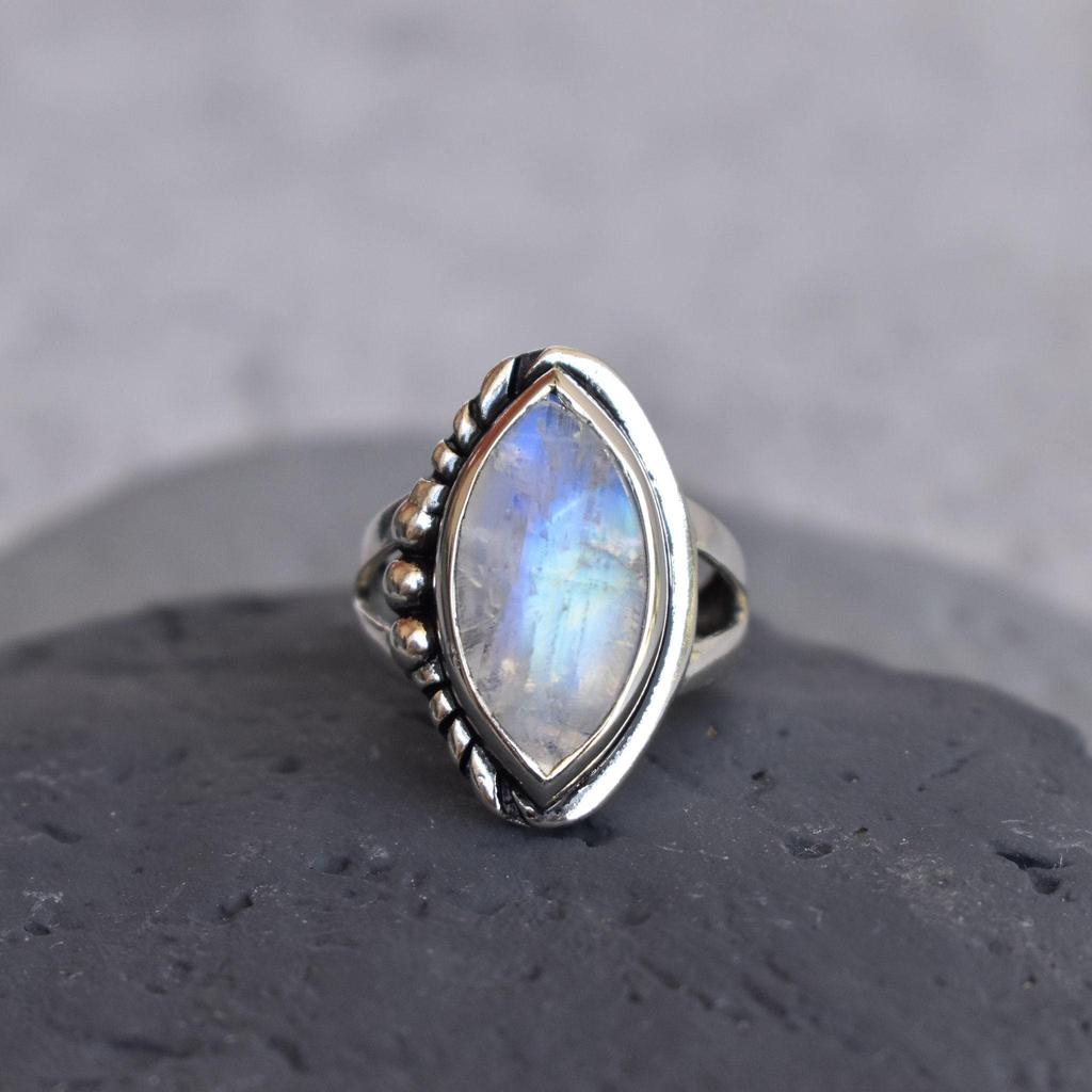 Natural Rainbow moonstone ring , Moonstone statement ring , Handmade sterling silver ring , one of a kind moonstone jewelry , Gift for her