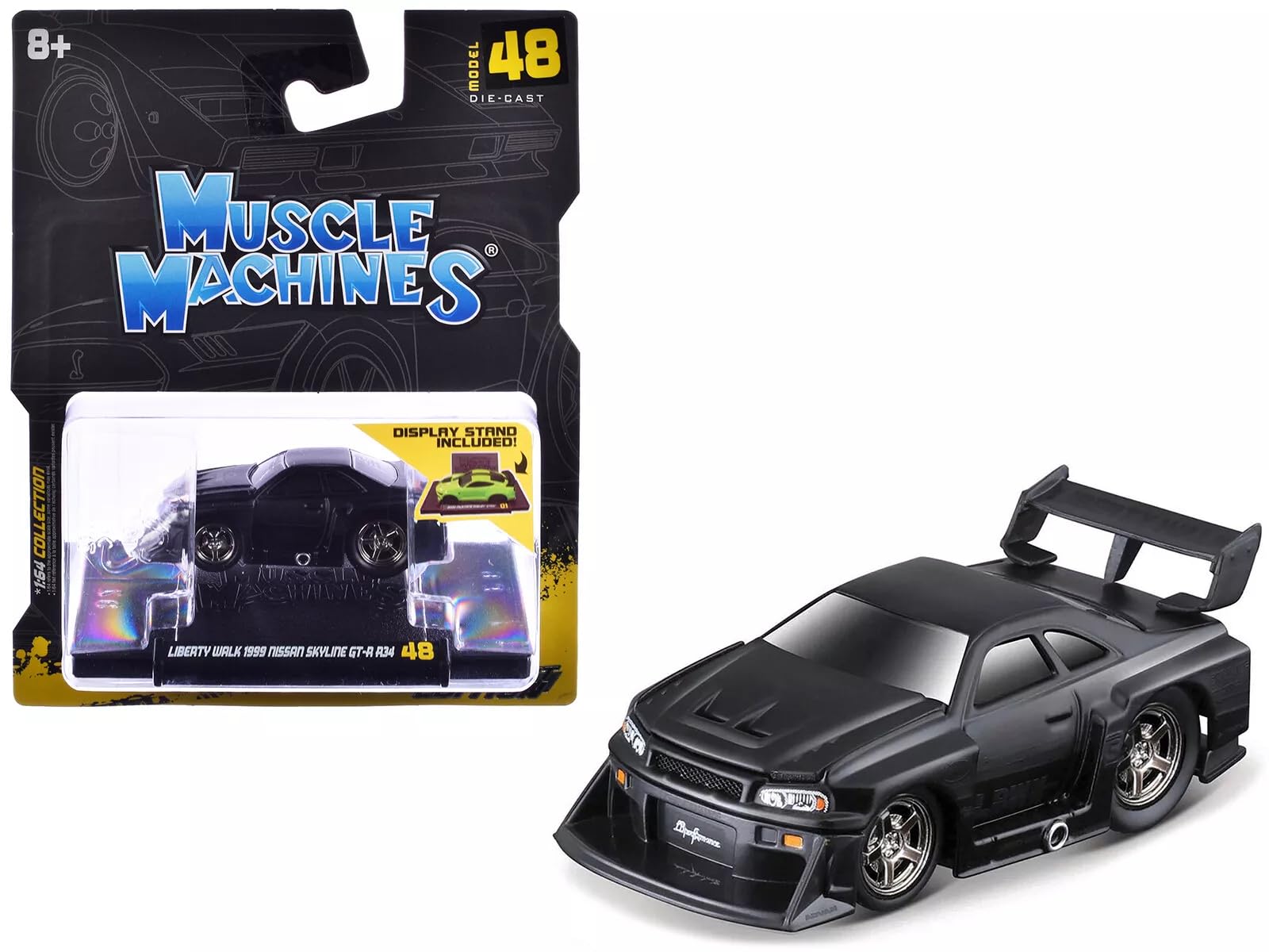 

Muscle Machines 1/64 Liberty Walk Nissan GT-R R34 1990 Blackout Edition Muscle Machines Литая модель автомобиля [Параллельный импорт]