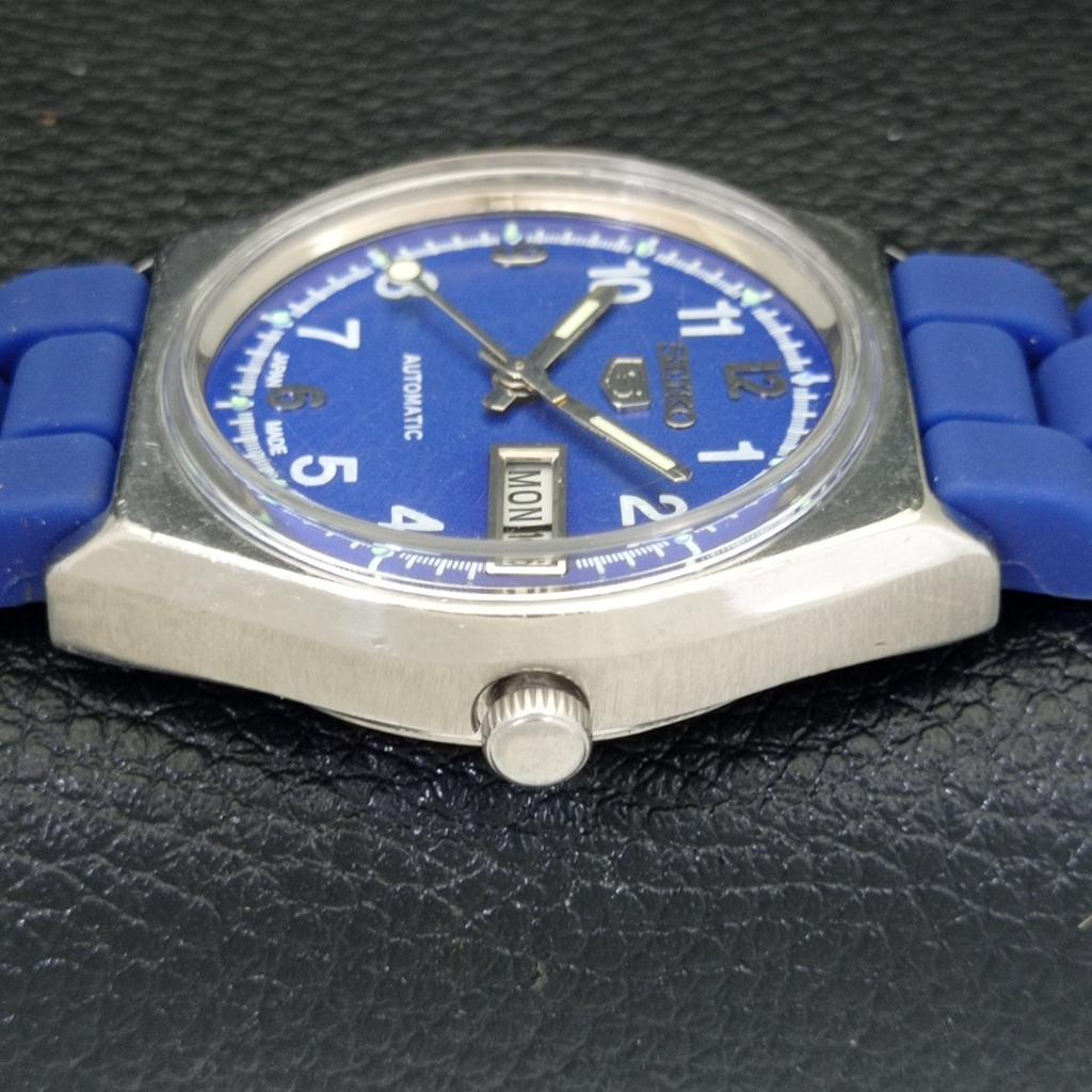 JAPAN VINTAGE SEIKO 5 AUTOMATIC 6309A MENS BLUE COLOR DIAL WATCH A500815-5 R154-a500815