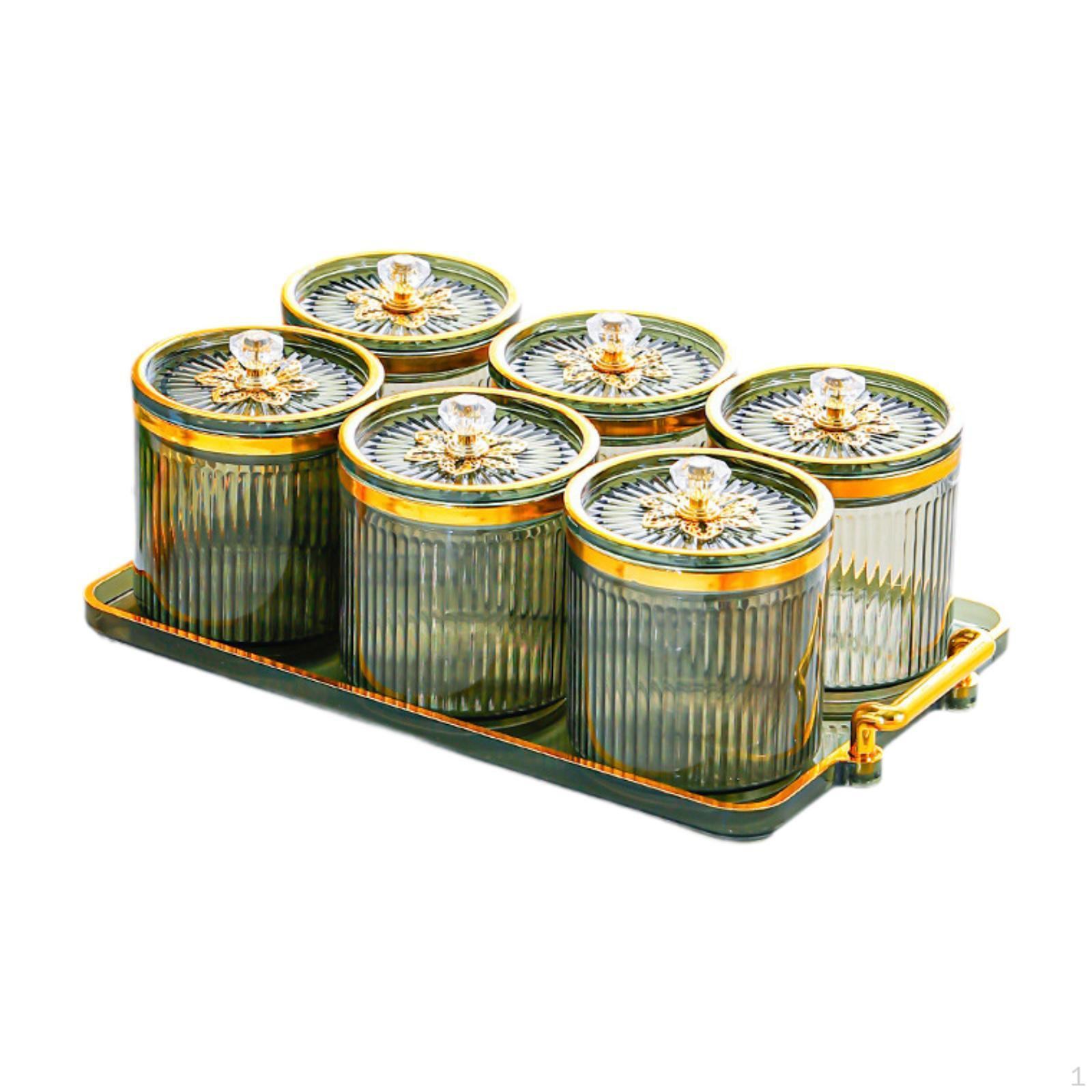 

6 Pack Spice Jars with Tray, Seasoning Canisters for Kitchen And Events зелений