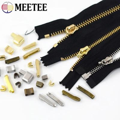 Meetee 20Sets 3# 5# 8# 10# Metal U Shape Zippers Stopper Zipper End Lock for Sewing Bag Clother Zips Repair Kit DIY Accessories
