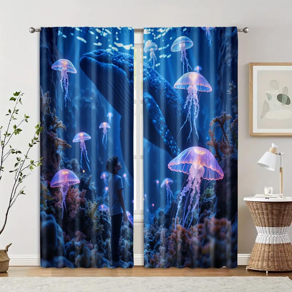 

2 pcs, filtering curtains (excluding rods, non-movable, without batteries) Galaxy for use in bedrooms and living rooms 29x65in(75x166cm)