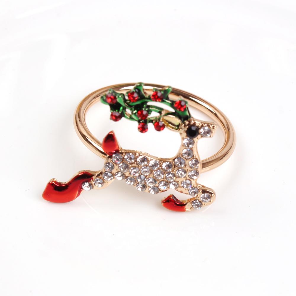 Christmas Series Napkin Ring Drop Oil Diamond Christmas Bell Deer Christmas Tree Cane