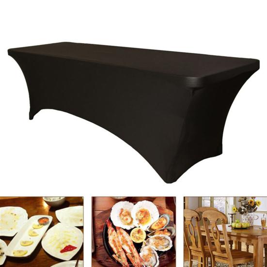 Yousheng Stretchy Table Cover Fitted Rectangle Solid Color Table Cloth Polyester Fabric Anti-Wrinkle Washable Table Cover for Indoor Outdoor Party