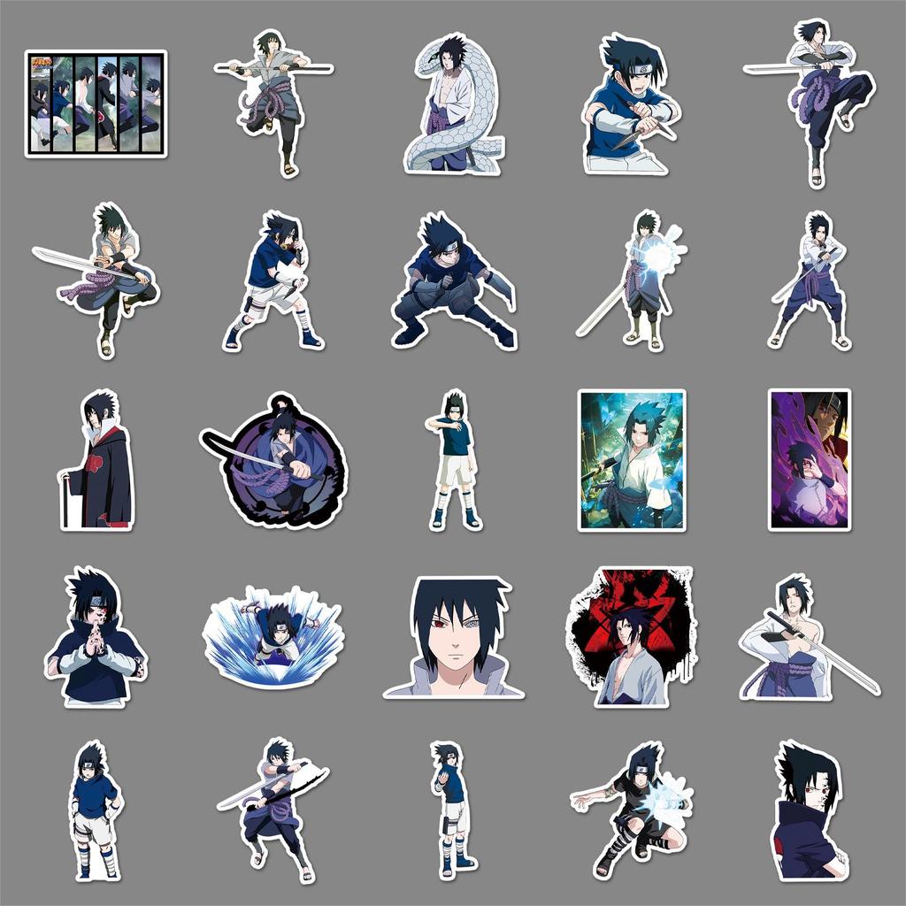 50 Uchiha Sasuke Waterproof Stickers for Phone, Laptop, Thermos, and Journal - Naruto Anime Decor