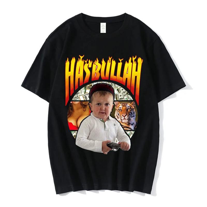 2026 SpringSummer Hasbulla Mens Classic Mini Khabib Logo Pattern Fun and Interesting Streetwear TShirt