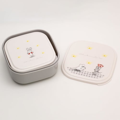OSK Mouse Vest Lunch Box, 2-Piece Set, Gray, 360ml/550ml Capacity, Made in Japan, Microwave Safe, Nesting Design, Stylish, Cute, Antibacterial, Perfec