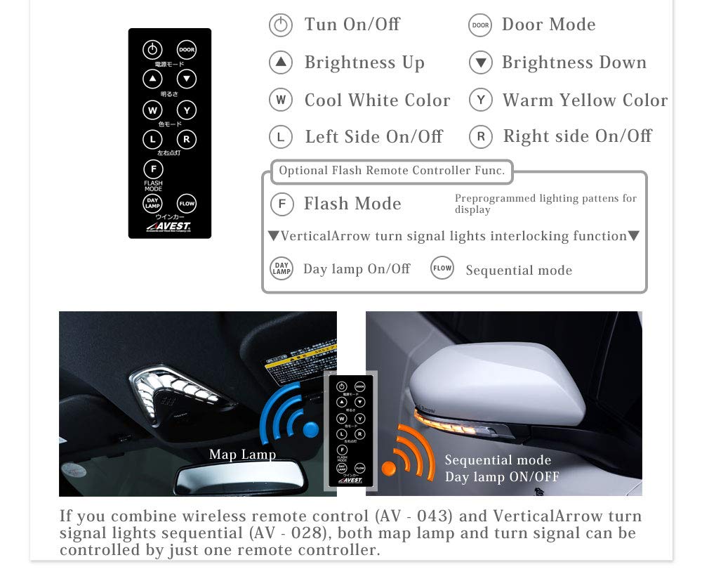 AVEST Vertical Arrow Neo LED Room Lamp for Toyota Bronze Gold Inner with Remote Control C-HR, Color,