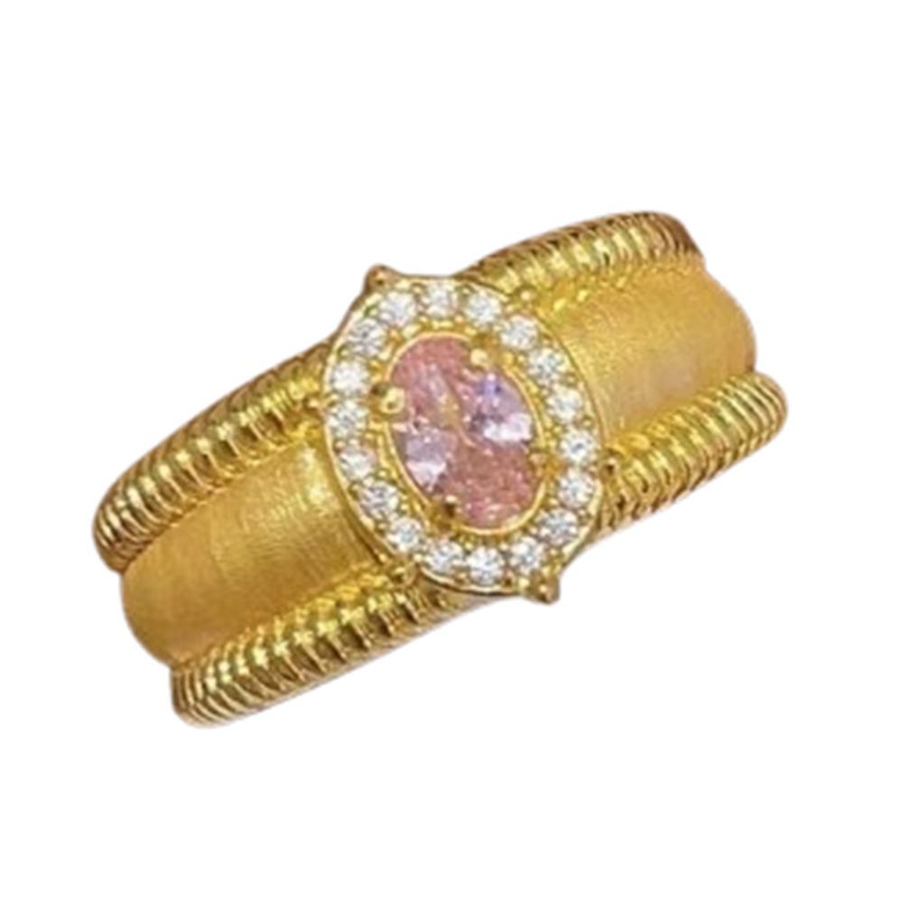 

Vintage Crystal Split Ring Unique Women s Jewelry Elegant Adjustable Finger Rings Ladies розовый