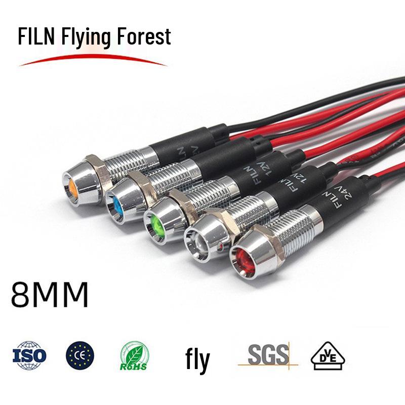 8mm Einbau-LED-Kontrollleuchte, 12V/220V, Wasserdicht & Staubdicht (FL1M-8CW-1)