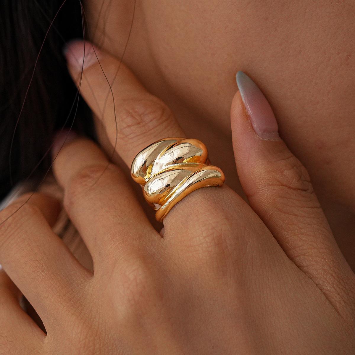European and American Style Metallic Glossy Rings for Women Men New Multi-Layer Geometric Cross Opening Rings Charm Jewley Gifts