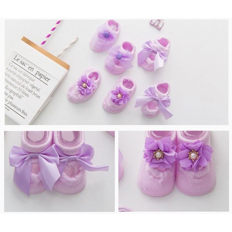 Barn Bebis Spetsrosett Bomull Ihåliga Båtsockor Golv Nyfödd Bebisflickor Strumpor