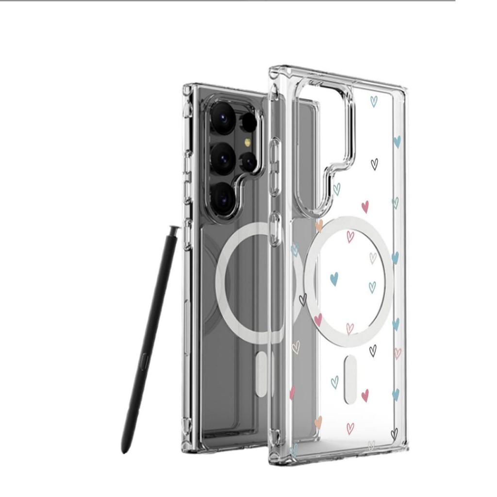 Colorful Heart Magnetic Transparent Case for iPhone 14/15/16/17 Pro Max