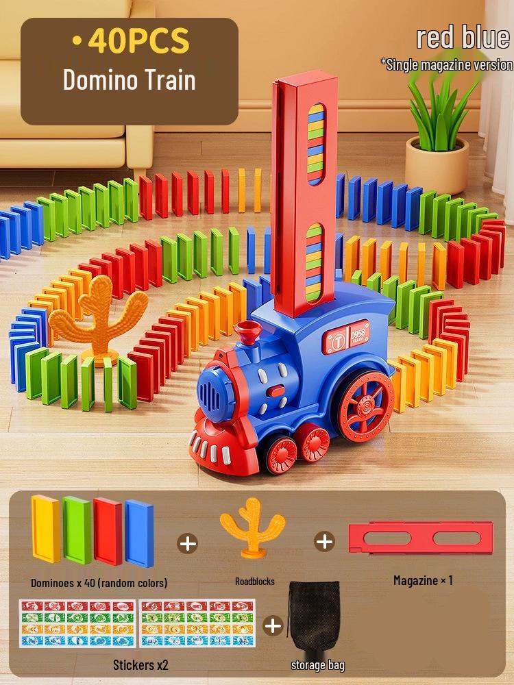 Automatic Domino Dispenser Toy Train - Educational Building Blocks for Kids