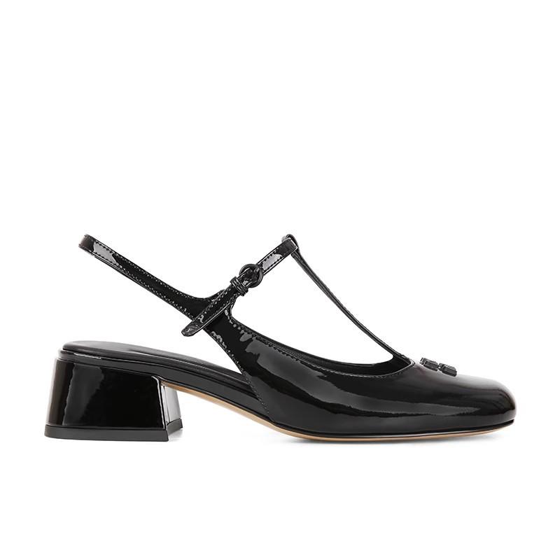 Spot second hair! Fashion versatile new Amiu home one-word buckle round head thick heel Mary Jane shoes sandals