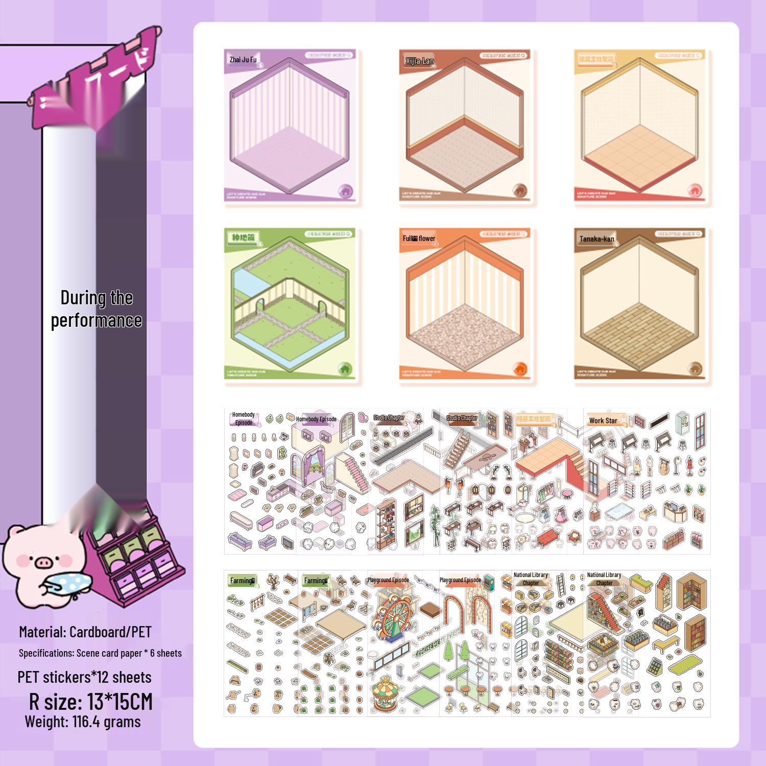 Yuxianpet Miniature 3D Dollhouse Stickers: Freeze Frame Happiness Series