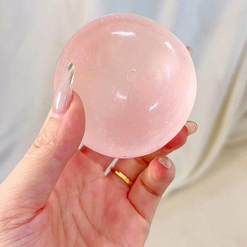 Sakura Pink Coconut Oil Squishy Ball Handmade Clear Maltose Squishy Stress Relief Toy Home Decor Soft Simulated Transparent Ball
