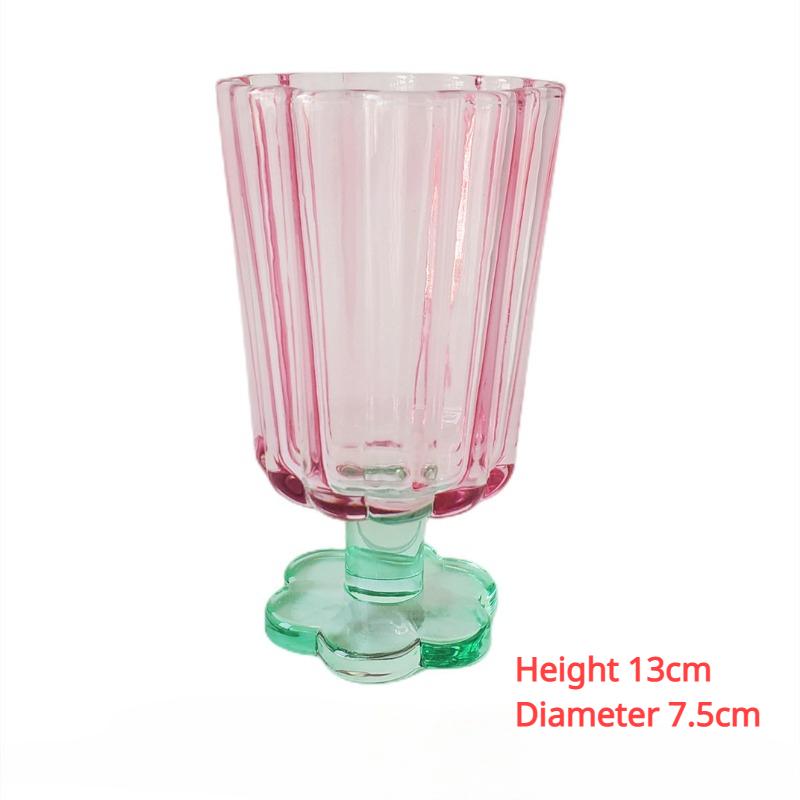 1 pz Bicchiere in Vetro Stile Francese da 250 ml Bicchiere da Vino a Forma di Fiore Simpatico Bicchiere per Bere Tè Boba Casa Bar Bicchieri Regali Vacanze Estive