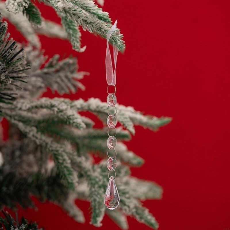 Crystal Look Christmas Tree Ornament Acrylic Snowflake Icicles Holiday Decors X3UC
