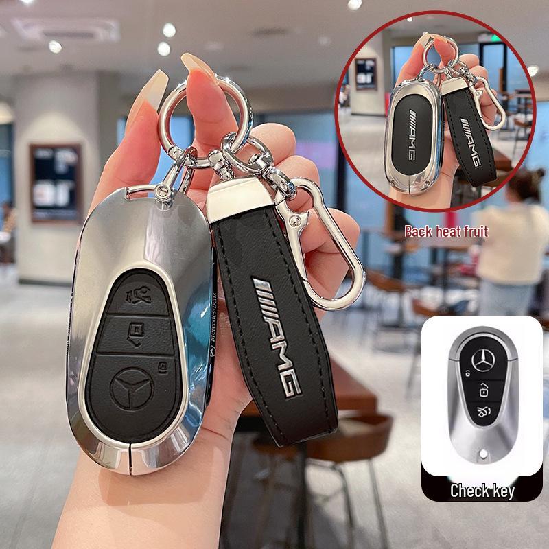 Mercedes AMG Key Case: Compatible with A35L, G63, GLE53, C43 - Premium Metal Shell Buckle for Men