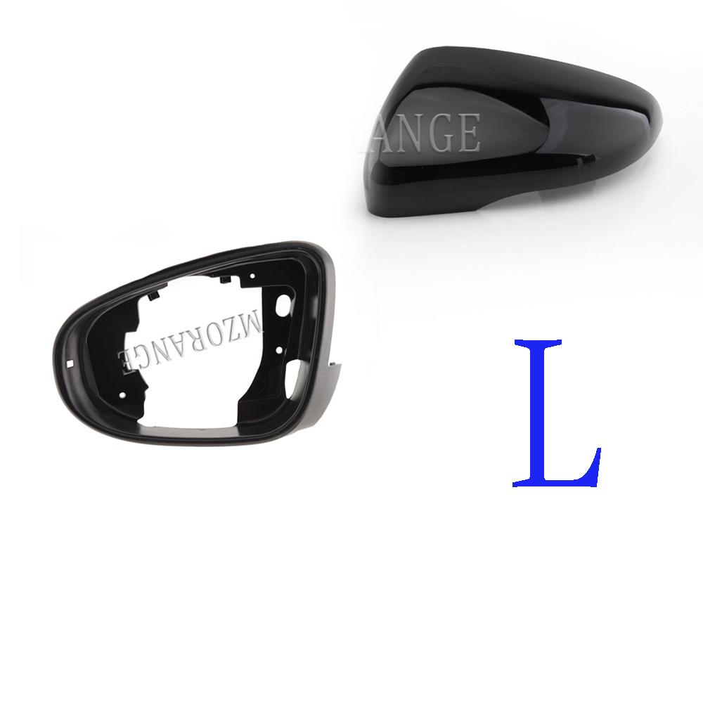 Heated Side Mirror Glass Rear View Mirror Cover Cap for VW Golf 6 MK6 2009-2013 Bright Black Door Wing Mirror Housing Cover
